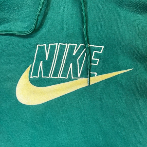 Nike Center Spellout Embroidered Hoodie Sweatshirt Mens L 90s Y2K Vintage 1337 - Picture 2 of 9